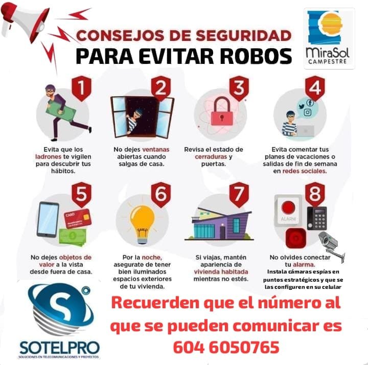 Consejos de seguridad para evitar robos Mirasol