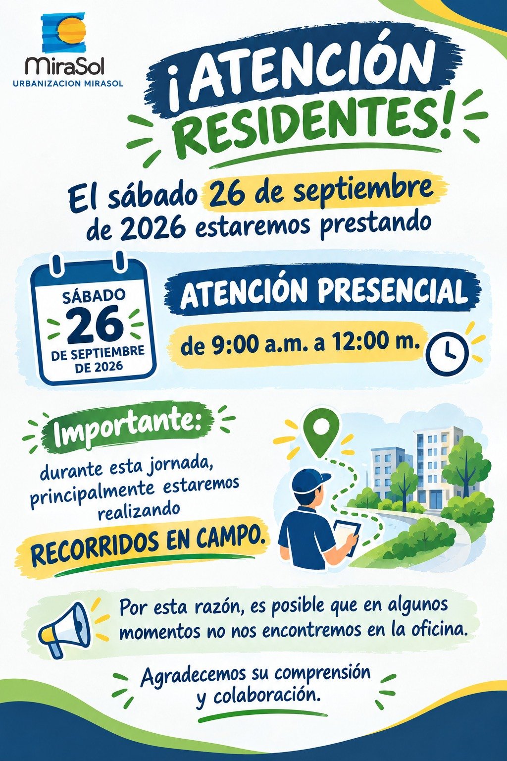 Atencion presencial Mirasol sabado 26 de septiembre