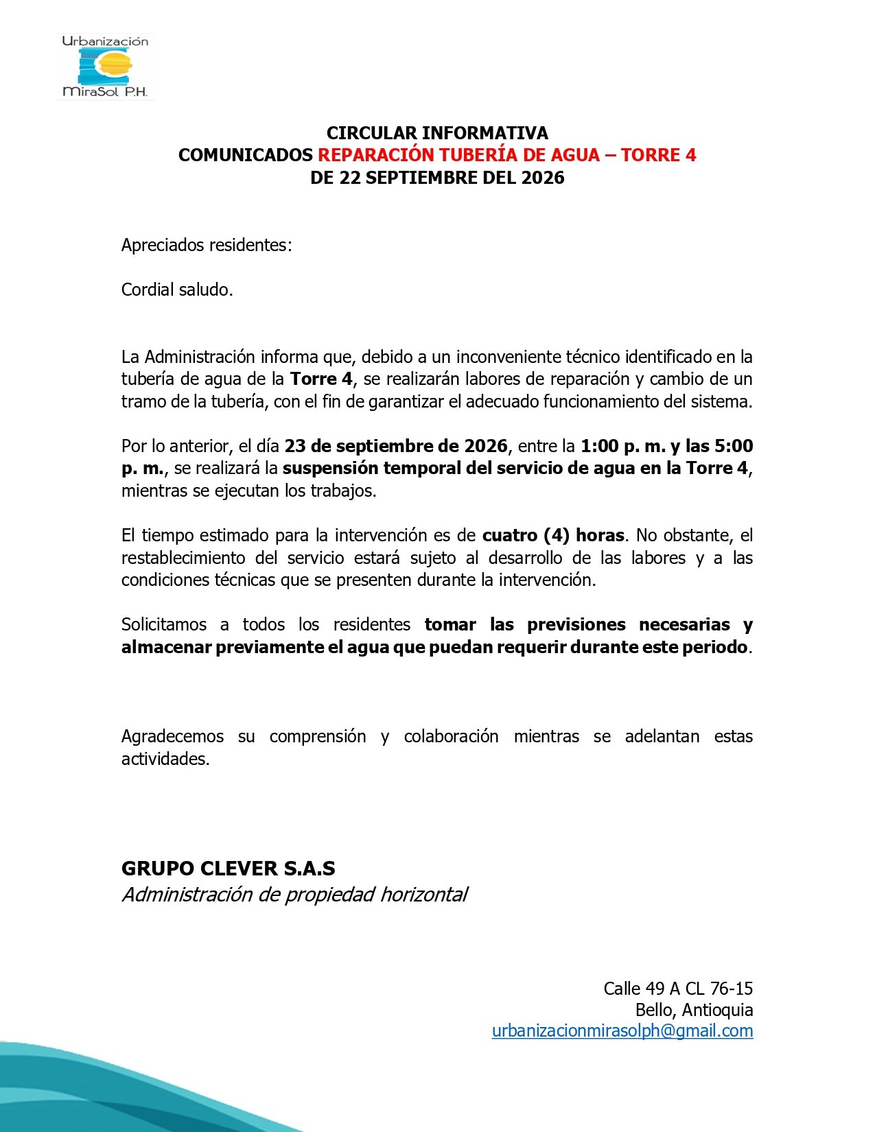 CIRCULAR INFORMATIVA - REPARACIÓN TUBERÍA DE AGUA – TORRE 4_page-0001
